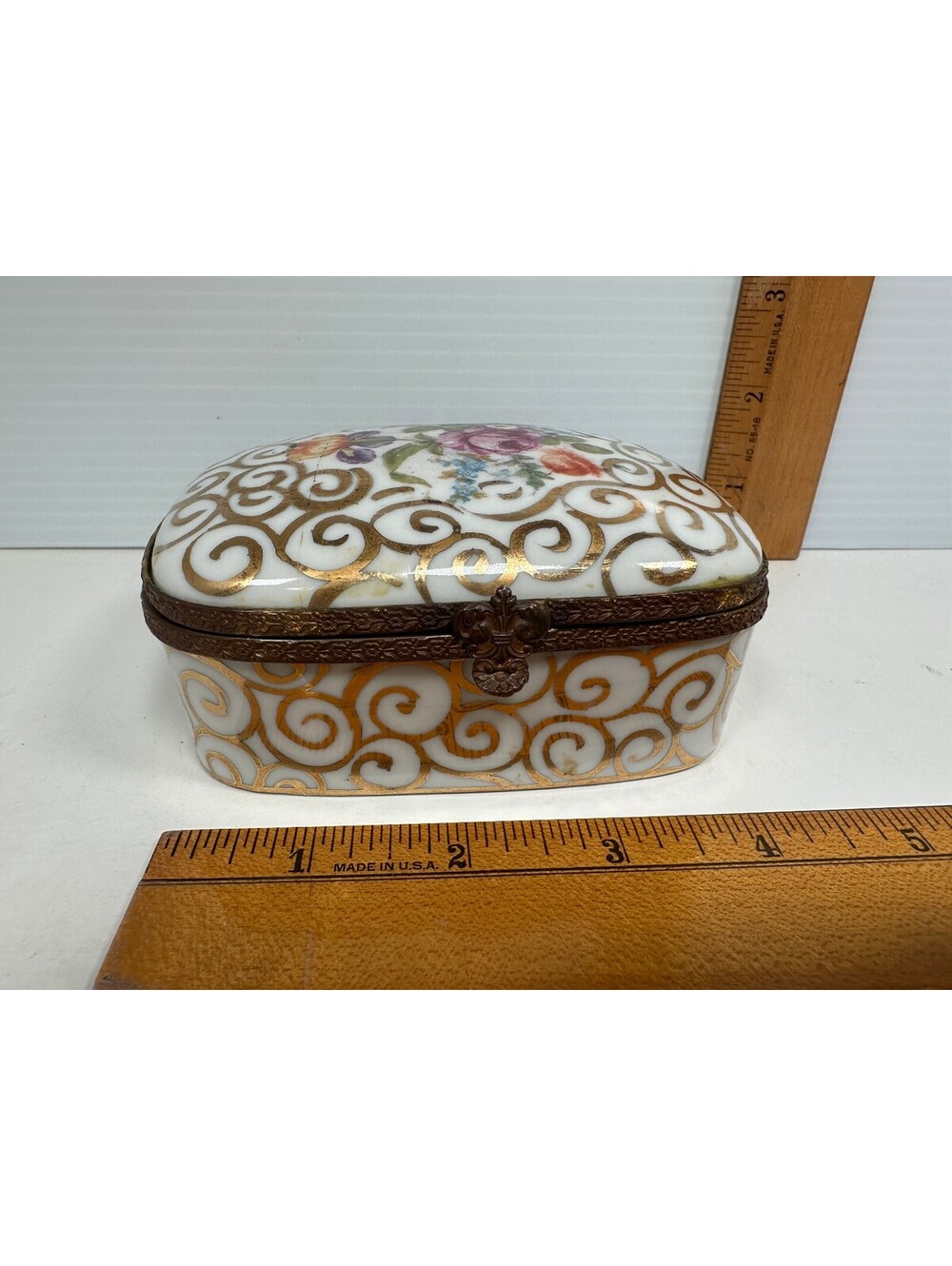 Mid-20th Century French Porcelain Trinket Box by Le Tallec? Hand Painted